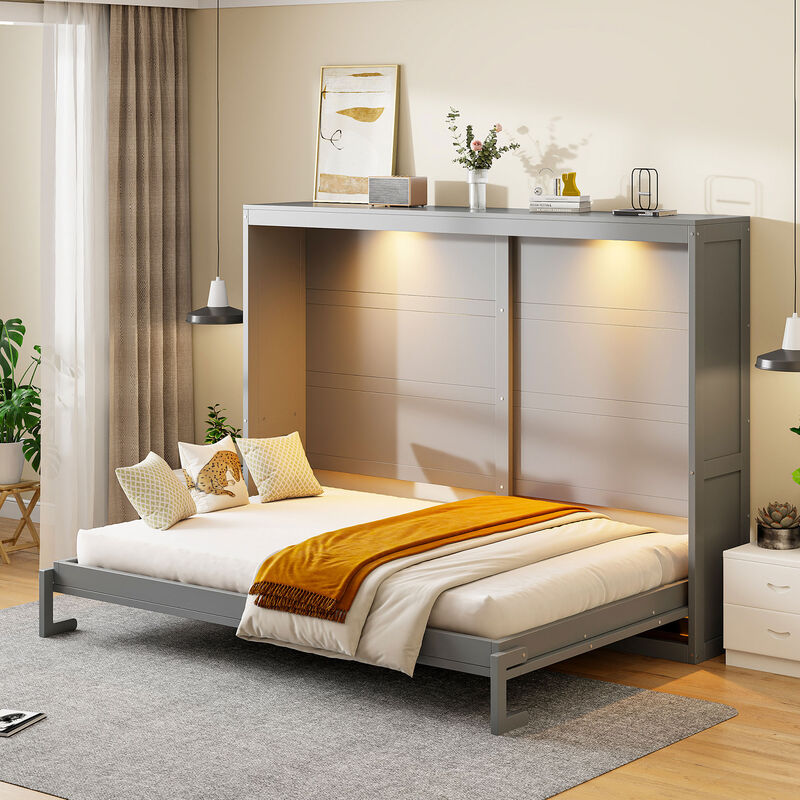 Merax Murphy Bed Wall Bed with LED Lights