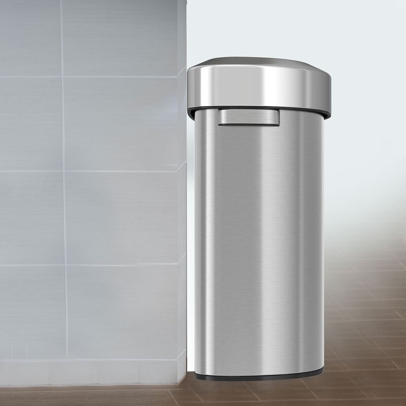 iTouchless 18 Gallon / 68 Liter Semi-Round Open Top Trash Can