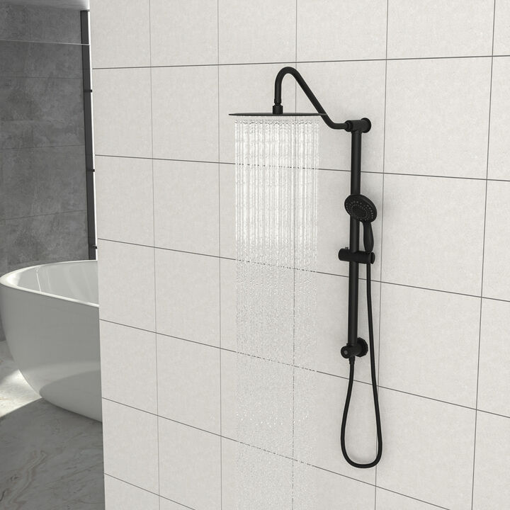 Matte Black 10" Shower System with 5 Function Hand Shower
