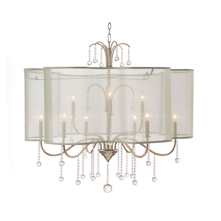 Antique Parisian Silver Nine-Light Chandelier