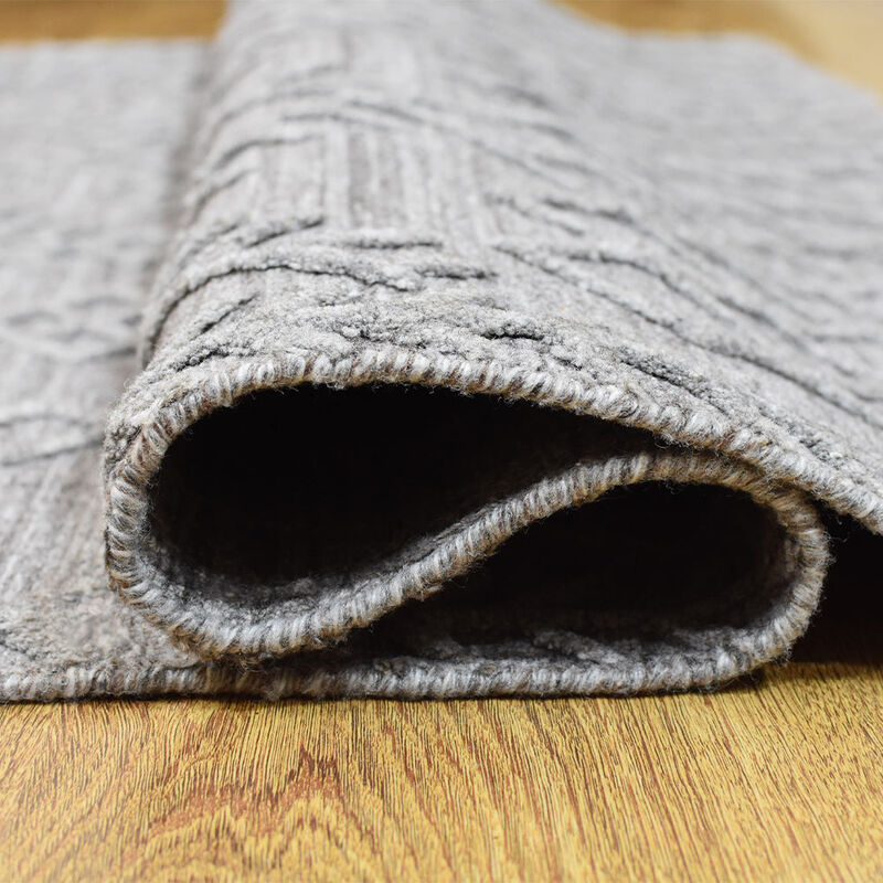 RUGSOTIC CARPETS HAND WOVEN FLAT WEAVE KILIM POLYESTER ECO-FRIENDLY AREA RUGS  - 3'x5', Rectangle Shape, Dark Gray Color, Geometric Modern Design, Low Pile  Handmade Area Rugs (DP0006)