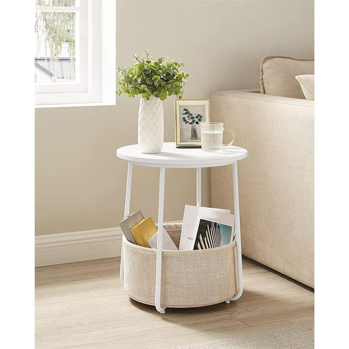 Modern Nightstand with Fabric Basket for Stylish and Functional Storage
