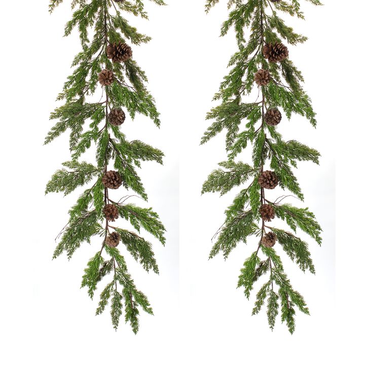 Winter Pine-cone Garland with Pinecone Accents (Set of 2)