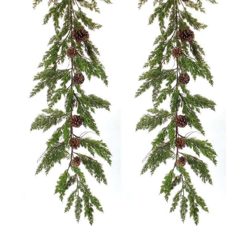 Winter Pine-cone Garland with Pinecone Accents (Set of 2)