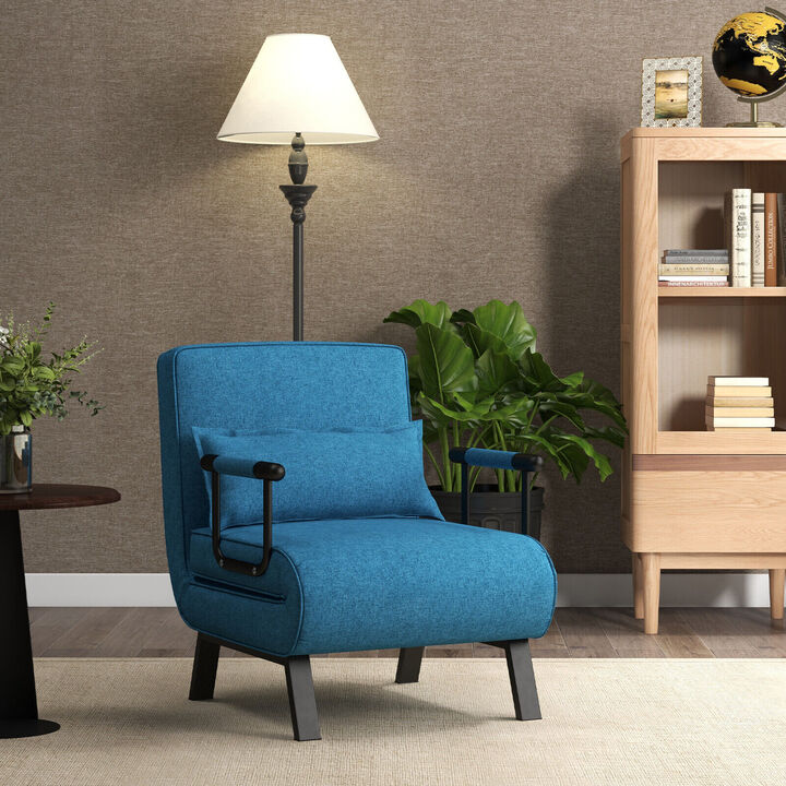 Folding 6 Position Convertible Sleeper Bed Armchair Lounge Couch with Pillow