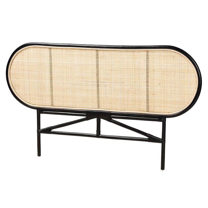 Bali & Pari Reegan Modern Bohemian Natural Rattan Queen Size Standalone Headboard