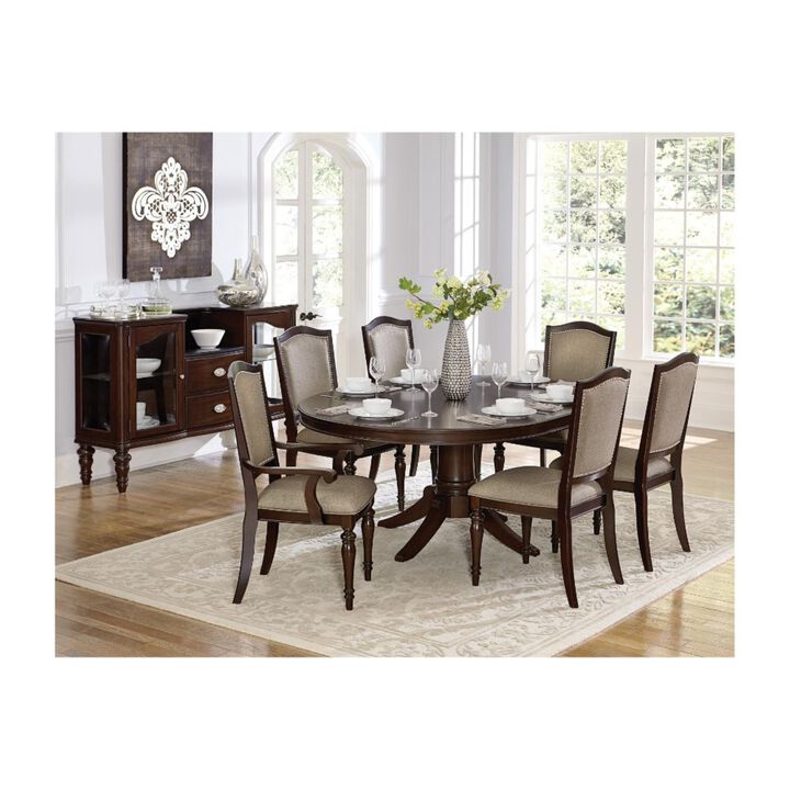 Counter Height Wooden Arm Chair With Turned Legs, Set of 2, Beige & Brown