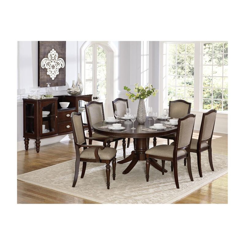 Counter Height Wooden Arm Chair With Turned Legs, Set of 2, Beige & Brown