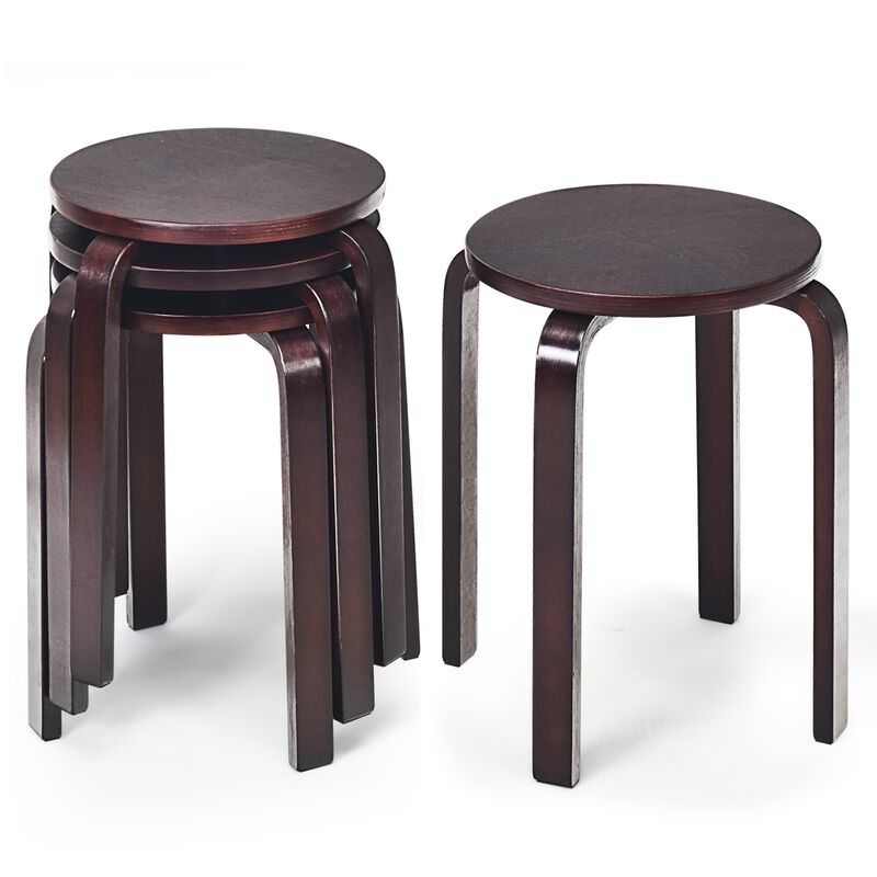 Set of 4 18 Inch Stackable Bentwood Dining Chairs with Round Top