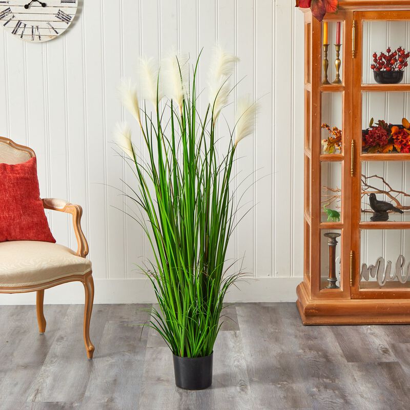 Hivvago 4.5" Plum Grass Artificial Plant