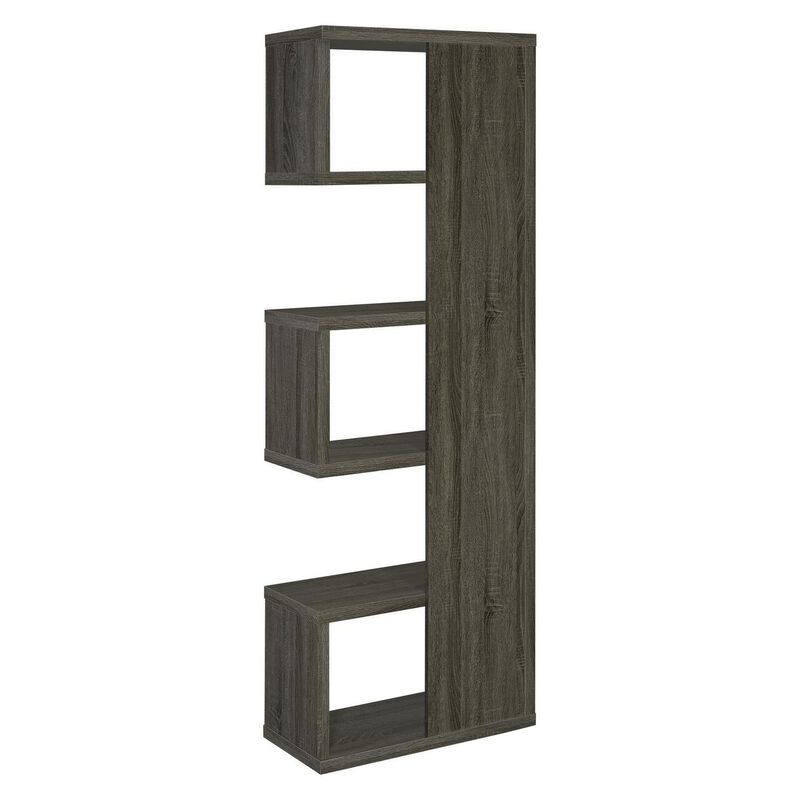 Sturdy Semi Backless Wooden Bookcase, Gray-Benzara