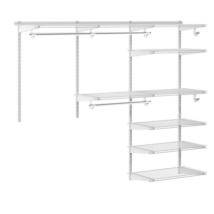 Hivvago Adjustable Closet Organizer Kit with Shelves and Hanging Rods for 4 to 6 Feet