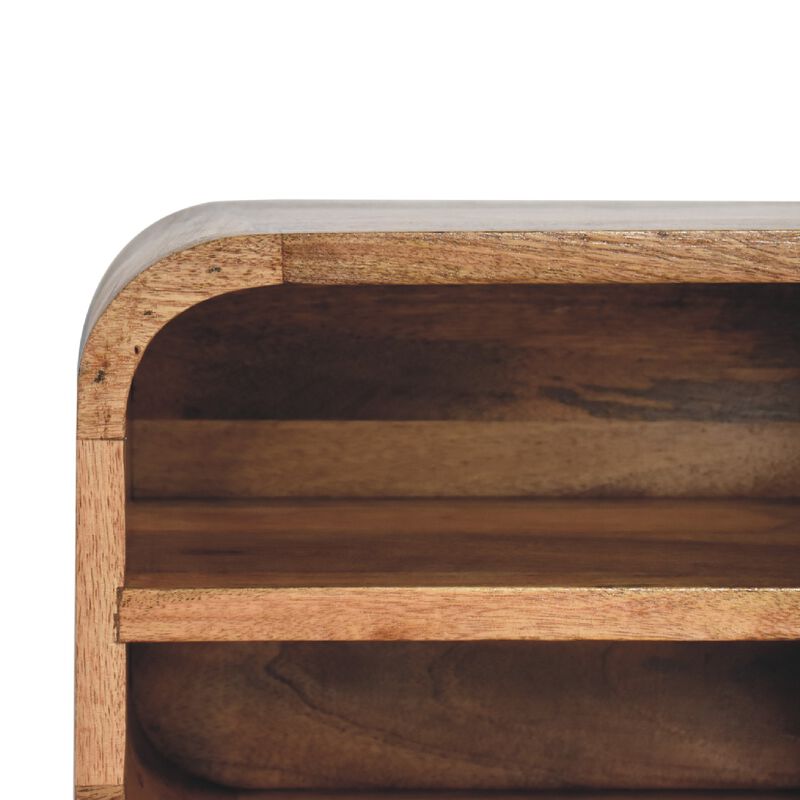 Artisan Furniture solid Wood Oak-ish Floating Open Curve Nightstand