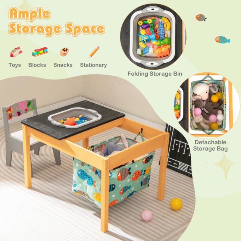 Hivvago 3-in-1 Kids Sand Water Activity Table with Foldable Storage Bin