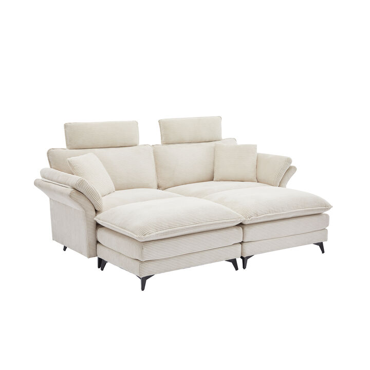 Merax Deep Seat Corduroy Upholstered Sectional Sofa