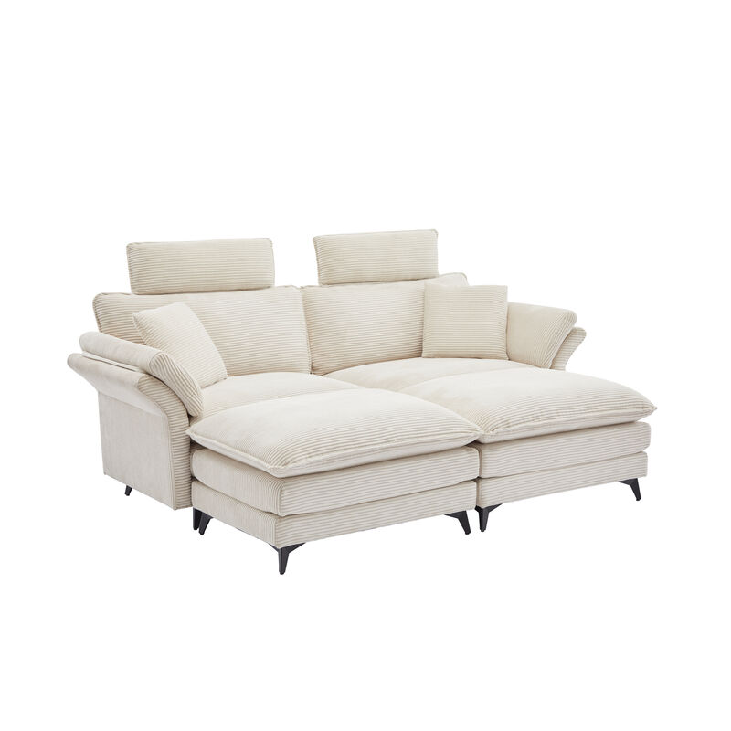 Merax Deep Seat Corduroy Upholstered Sectional Sofa