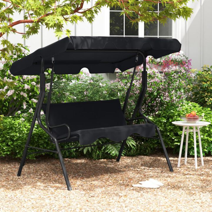 Hivvago 3 Seat Outdoor Patio Canopy Swing with Cushioned Steel Frame