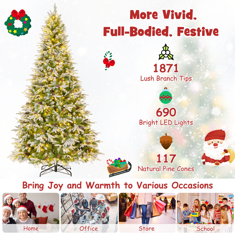 Pre-Lit Artificial Christmas Tree with Tips and LED Lights