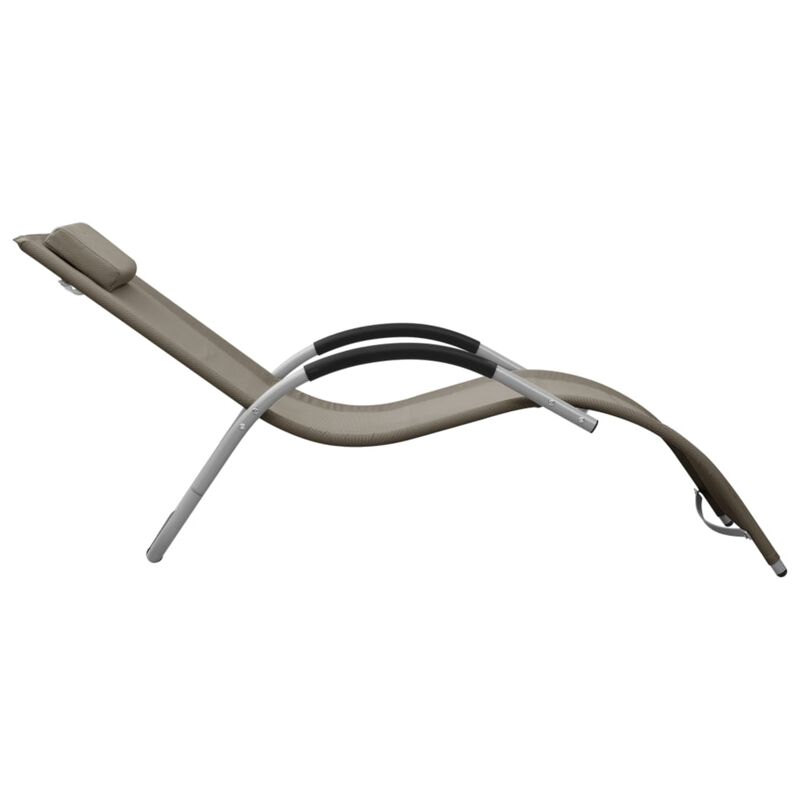 vidaXL Sun Lounger Textilene Taupe and Gray