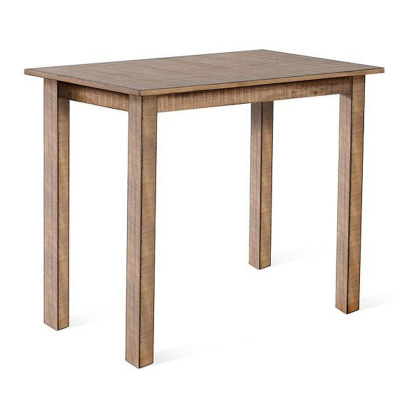 Rena Bar Height Dining Table, 48 Inch Beige Pebble Mahogany Wood - Benzara