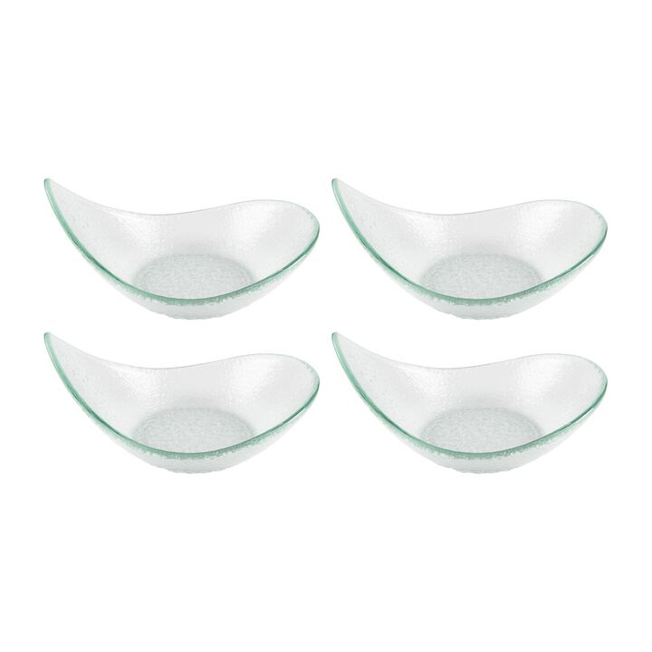 Glass Dinnerware 7.5" x 5.75" x h:3.25" 10 oz. Oval Clear Glass Bowl (Set of 4)