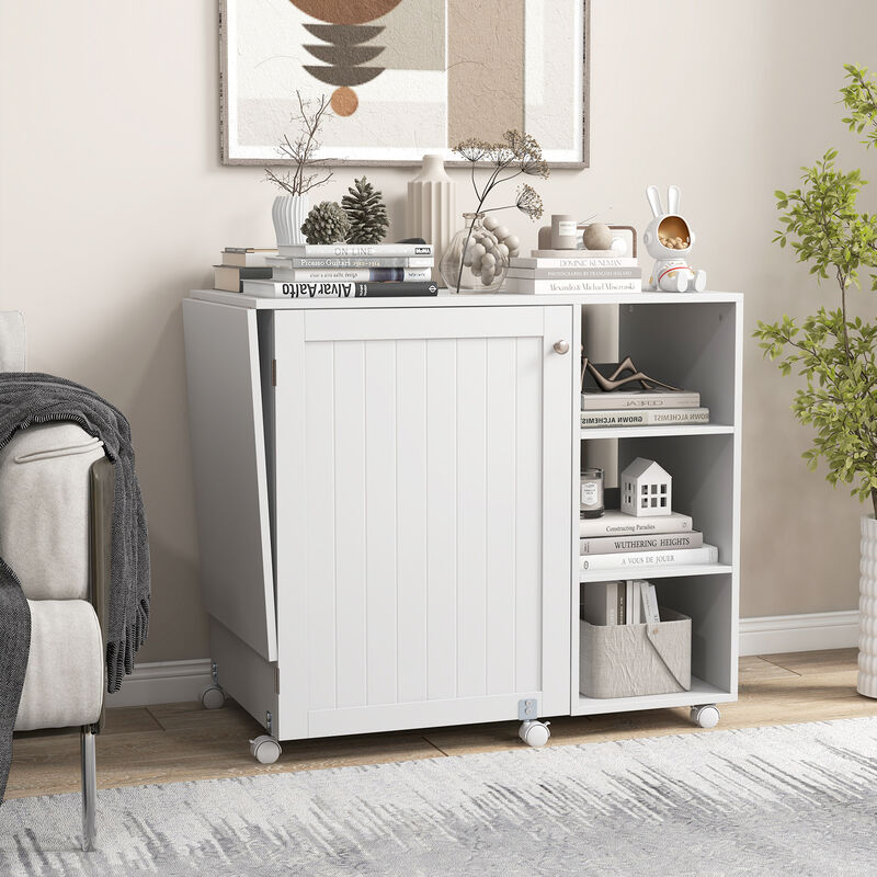 Multifunctional Folding Sewing Machine Craft Station with Storage Shelves for Home Organization