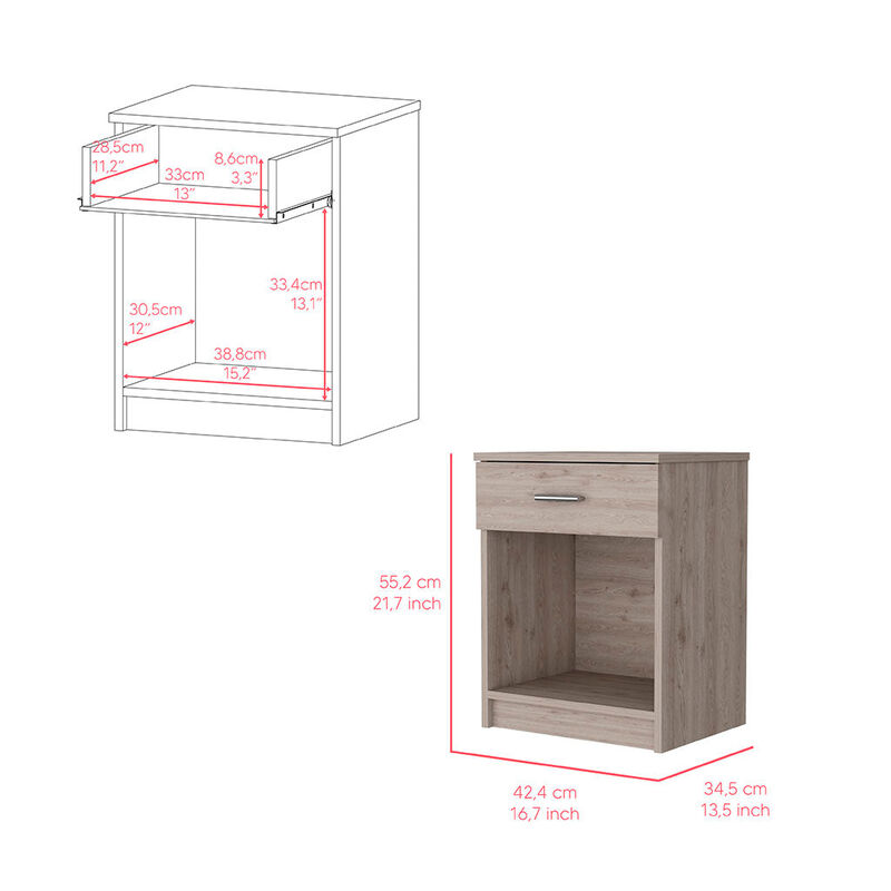 Nightstand Coco, Bedroom, Light Gray
