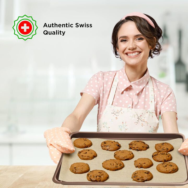 Bakeware Set – 8 Piece – Non-Stick Professional Home Bakeware – Multi Sized Baking Pan Set - Muffin Pan, Loaf Pan and More – Gold