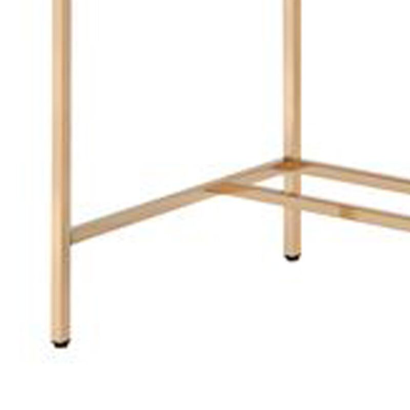 Writing Desk with USB Dock and Metal Legs, Blue and Rose Gold-Benzara
