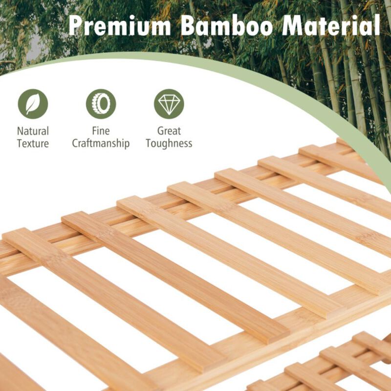 Hivvago 4-Tier Foldable Bamboo Shoe Rack with Slatted Shelves
