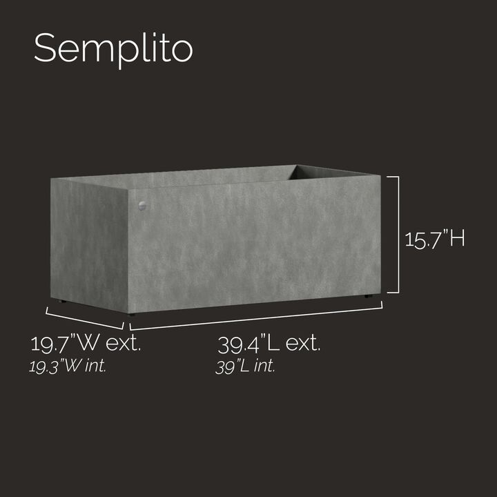 COSAPOTS Semplito Rectangular Planter – Concrete Stone Finish – Fiberglass Indoor/Outdoor and Weather-Resistant Large Planter (39.4" L x 19.7" W x 23.6" H Exterior, 39" L x 19.3" W Interior)