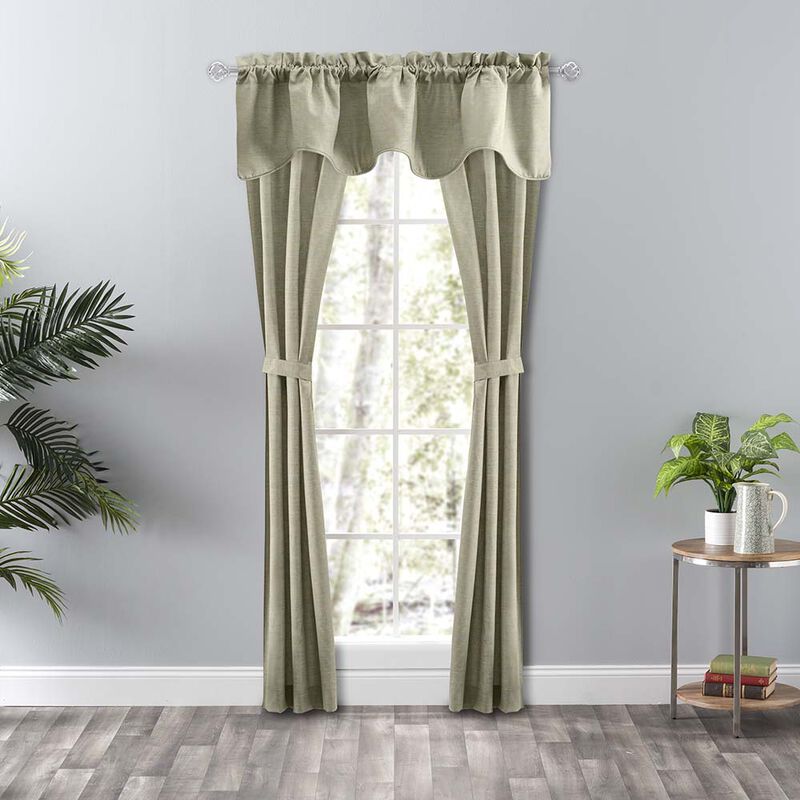 Ellis Curtain Lisa Solid Color Poly Cotton Duck Fabric Tailored Panel Pair with Ties