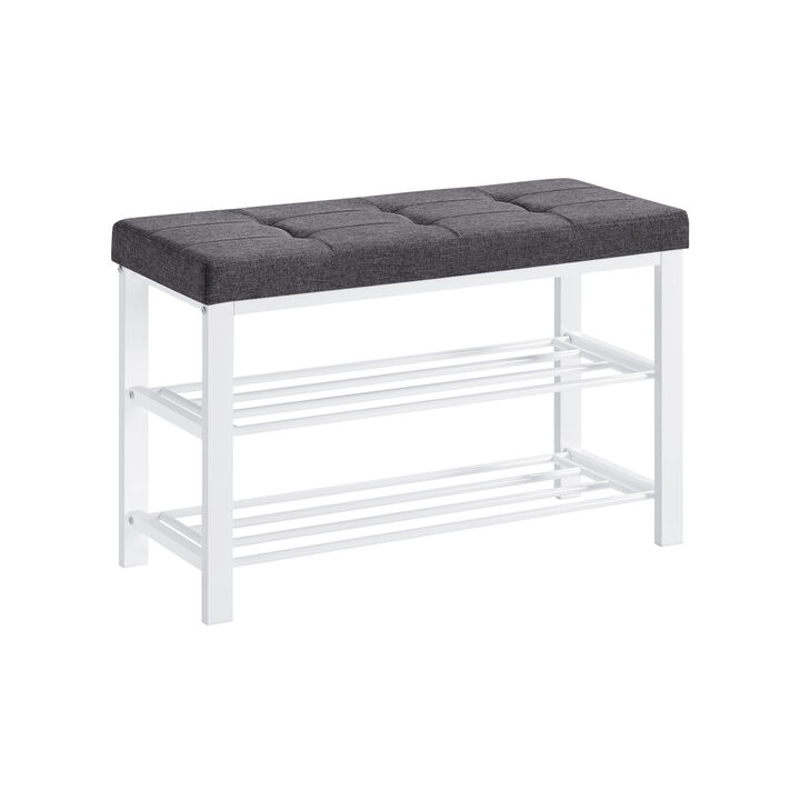 3-Tier Shoe Bench with Foam Padded Seat - Entryway Storage Organizer