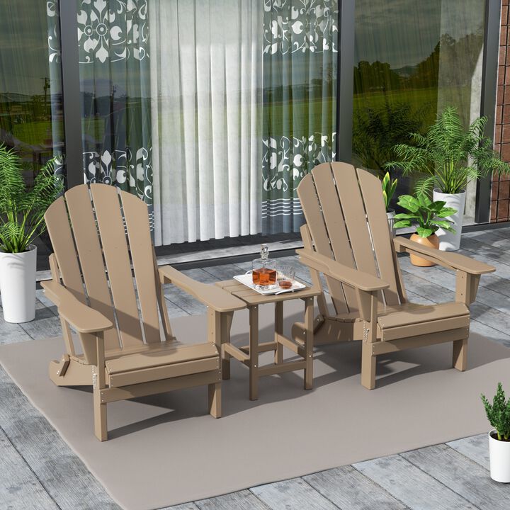 WestinTrends 3-Piece Outdoor Patio Adirondack Chairs with Side Table Set