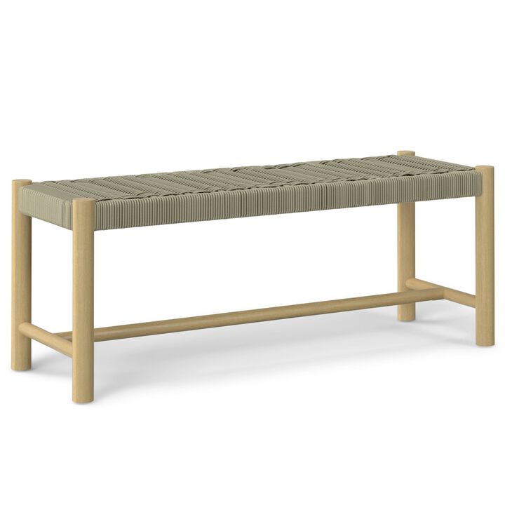 Simpli Home Dahlia Solid Acacia Wood Outdoor Indoor Bench In Natural Taupe