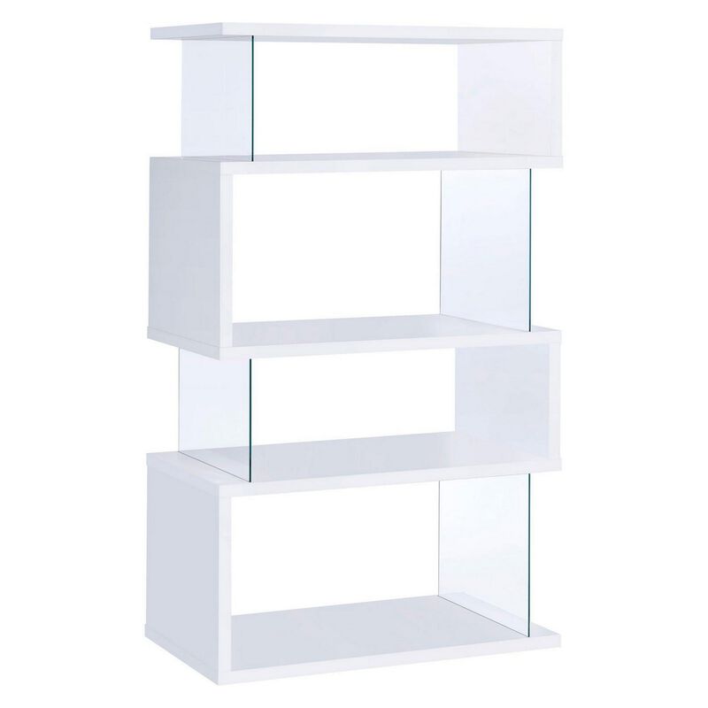 Fantastic glossy white wooden bookcase-Benzara