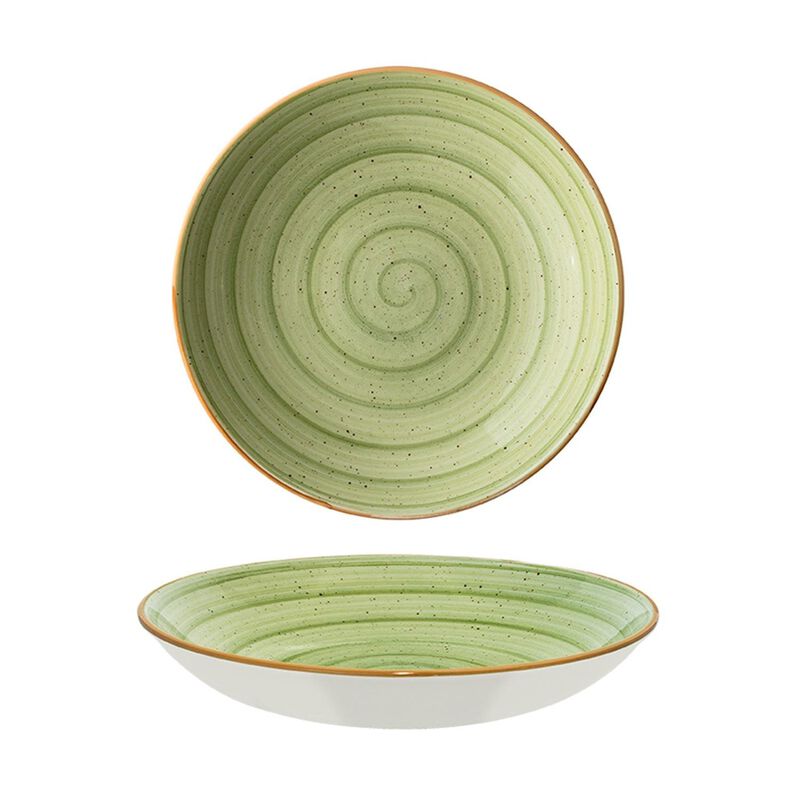 Therapy dia.10" h:2" 44 oz. Round Green Porcelain Bowl (Set of 2)