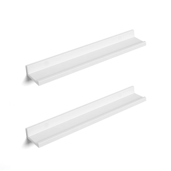Set of 2 Wall Shelves - 23-Inch Floating Ledges for Picture Shelving
