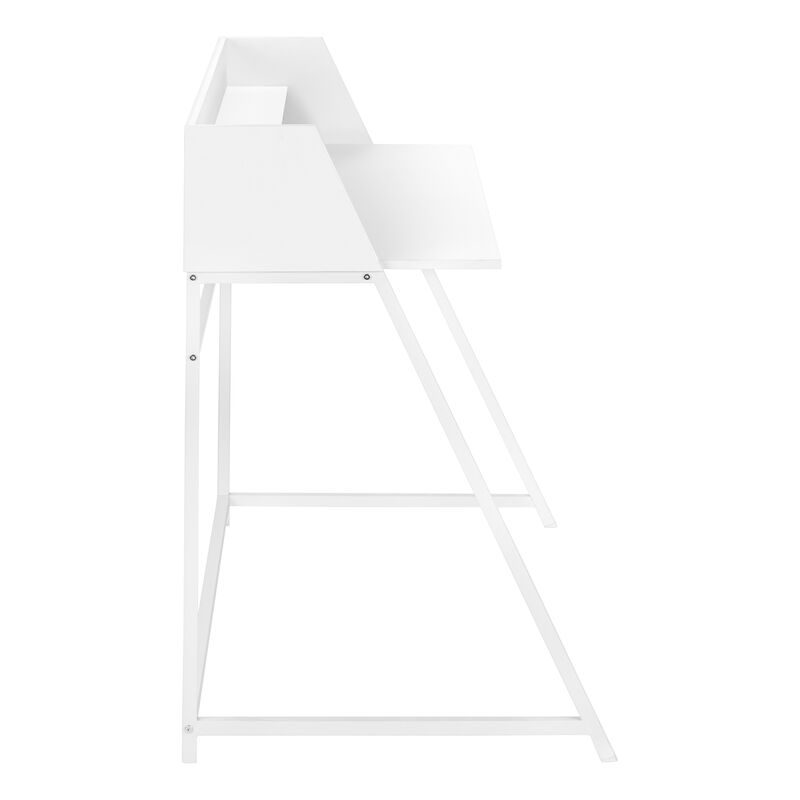 Monarch Specialties I 7545 Computer Desk, Home Office, Laptop, Storage Shelves, 48"L, Work, Metal, Laminate, White, Contemporary, Modern
