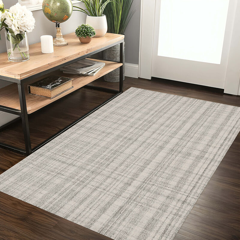 Laurel Farmhouse Plaid Hand-Tufted Blue Spruce Area Rug, 7'6" X 9'6"