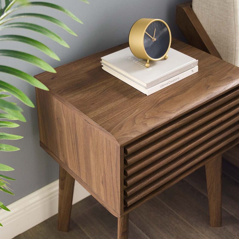 Render End Table Nightstand Walnut