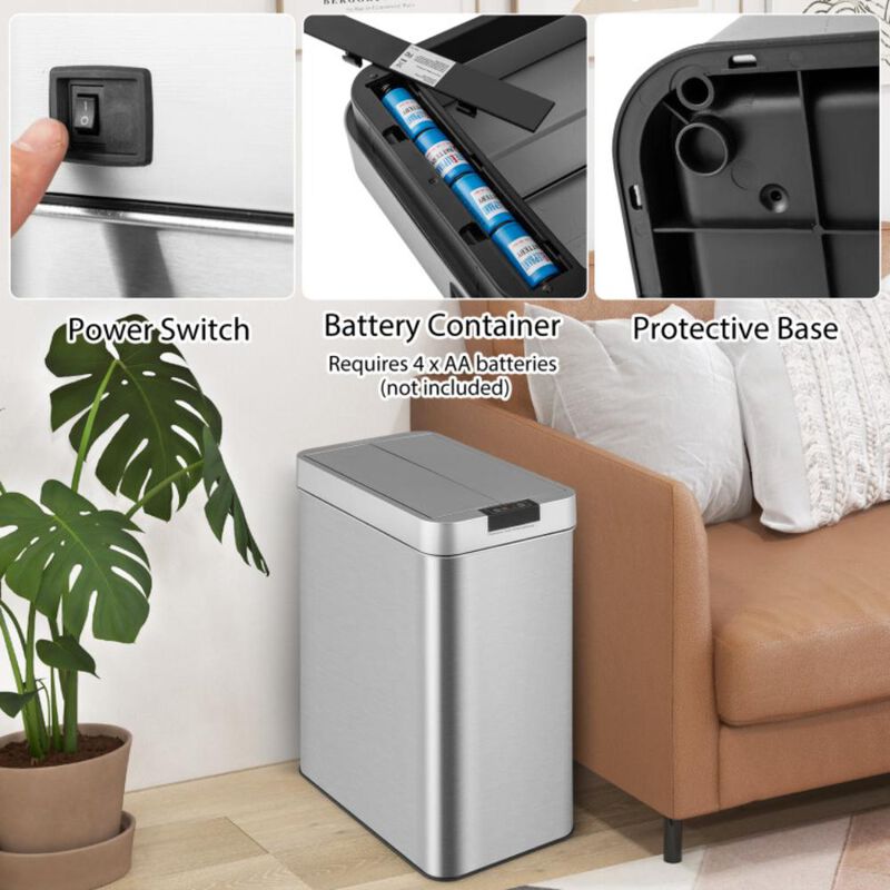 Hivvago 13.2 Gal Slim Kitchen Trash Can with Wing Lids and Stainless Steel Frame