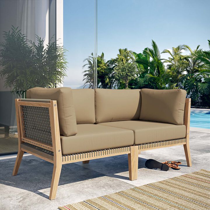 Modway - Clearwater Outdoor Patio Teak Wood Loveseat