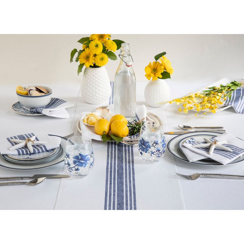 Solino Home 100% Pure Linen Striped Dinner Napkins 20 x 20 Inch Set of 4 | Farmhouse