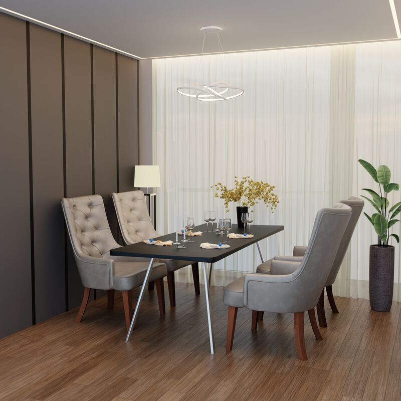 Leisuremod Spruce Collection Modern Wooden Dining Chair in Charcoal Grey