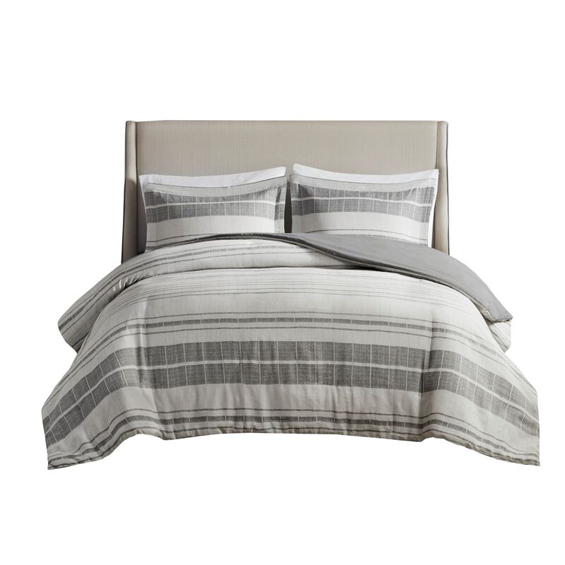 Gracie Mills Naxos 3 Piece Stripe Duvet Cover Set