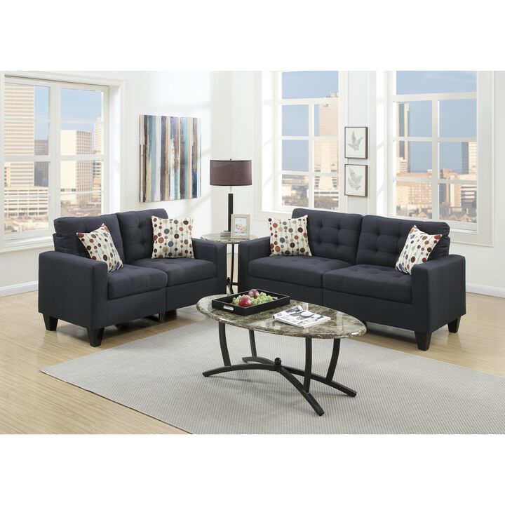 Living Room Furniture 2 Piece Sofa Set Polyfiber Tufted Sofa Loveseat W Pillows Cushion