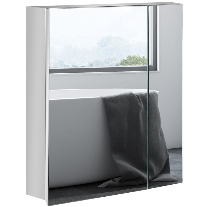 kleankin Bathroom Cabinet Wall Mounted Mirror Cabinet with Hinged Doors