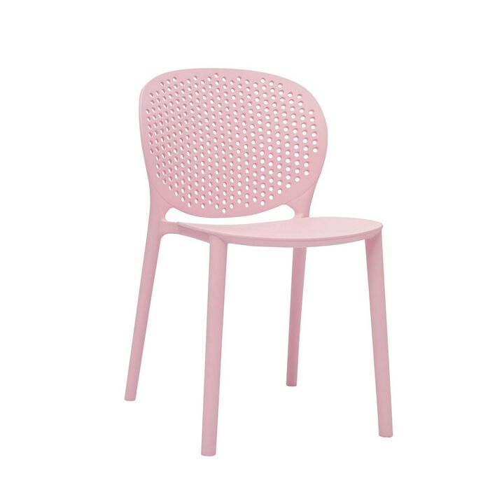 Gyna 14 Inch Kids Side Chair, Round Dotted Backrest, Armless, Pink - Benzara