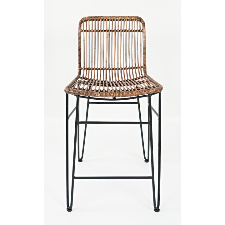 Jofran Weaver Hairpin Modern Global Rattan Counter Barstool (Set of 2)